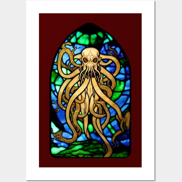 Stained Glass Cthulhu Wall Art by Hiraeth Tees